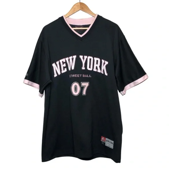 Vintage City Athletics New York Street‎ Ball Jersey Black V-Neck Women's Large - Picture 2 of 16
